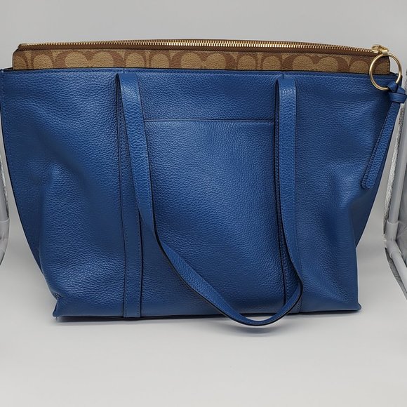 Coach May Tote with Signature Canvas Detail Blue - Picture 2 of 7